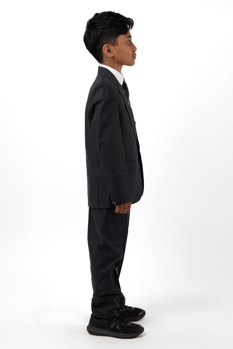 5 Pieces Kids Blazer Vest Shirt Pants Formal Set In Slate Grey