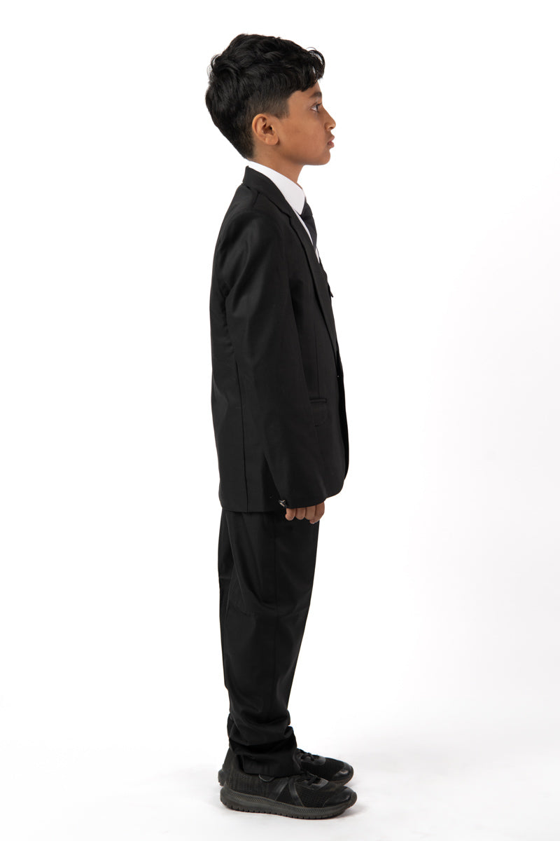 5 Pieces Kids Blazer Vest Shirt Pants Formal Set In (Coal Brown)